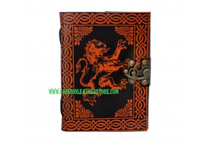 Celtic Lion Handmade Leather Blank Book Dairy Note Book Orange Color Shadow Journal